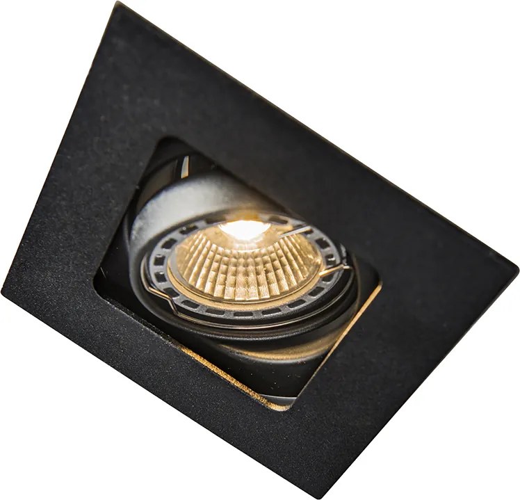 Zestaw 6 kwadratowych reflektorów wpuszczanych czarnych z regulacją - Artemis