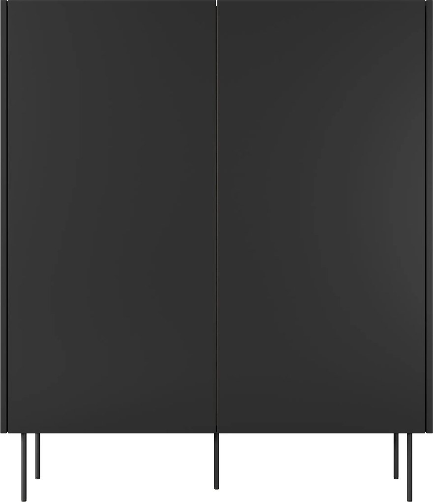 Komoda wysoka Desin 120 cm dwudrzwiowa z ukrytymi szufladami - czarny mat / dąb nagano