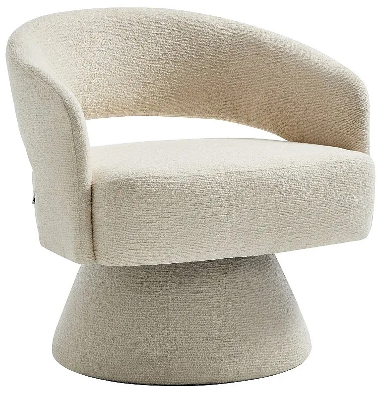 Fotel obrotowy z beżowej aksamitnej tkaniny  FEDOTE