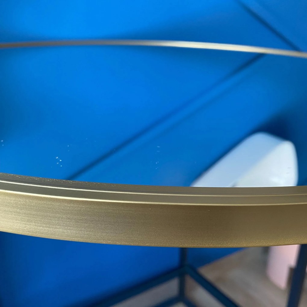 Lustro okrągłe podświetlane w złotej ramie VALO Slim LED Gold | Różne rozmiary