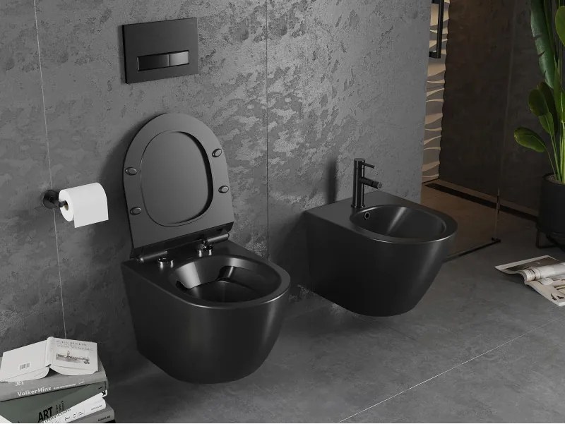 Mexen Lena miska wc Rimless z deską wolnoopadającą slim, duroplast, czarna mat - 30220185