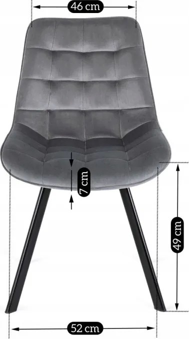 Zestaw Stół Prostokątny Rozkładany CLARK 120-160 cm Czarny Połysk i 4 Krzesła Tapicerowane RICK Szare Welurowe