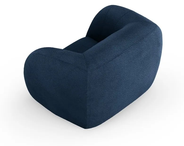 Niebieski fotel z materiału bouclé Essen – Cosmopolitan Design