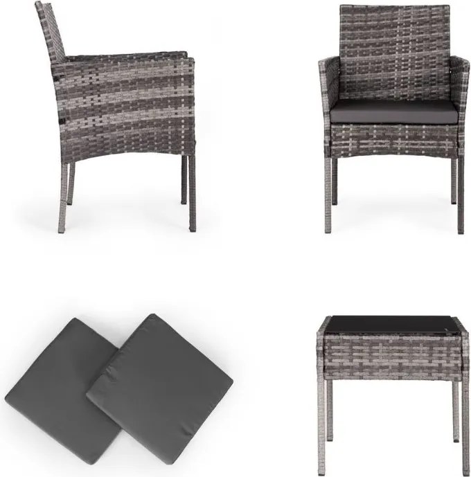 Mały zestaw mebli balkonowych dla 2 osób Riviera 844, technorattan szary