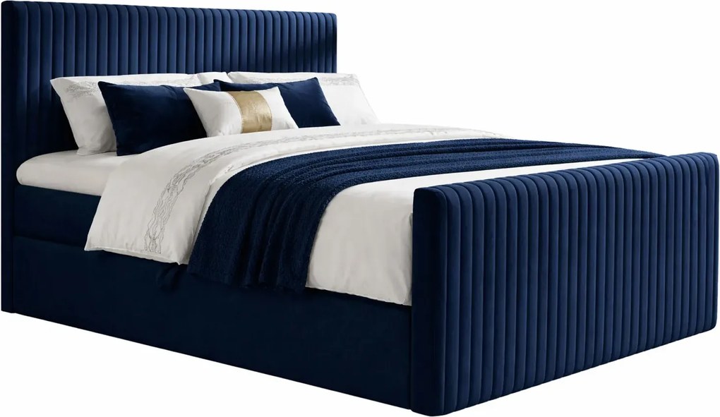 Granatowe łóżko z pojemnikiem 5 rozmiarów P9-L09