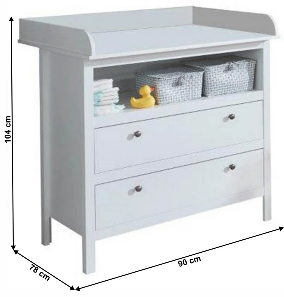 Komoda z przewijakiem OLJE 2S, biały
