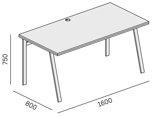 PLAN Biurko SINGLE LAYERS bez przegród, białe