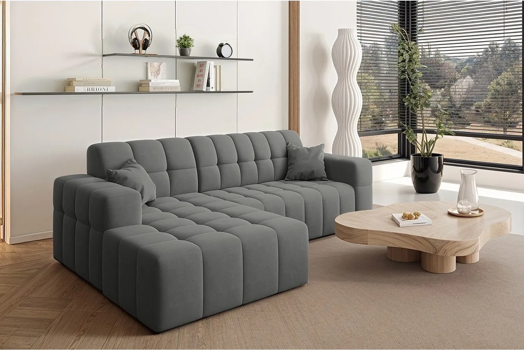 Narożnik w kształcie L NIMES, tkanina Portland, Antracytowy, Lewy