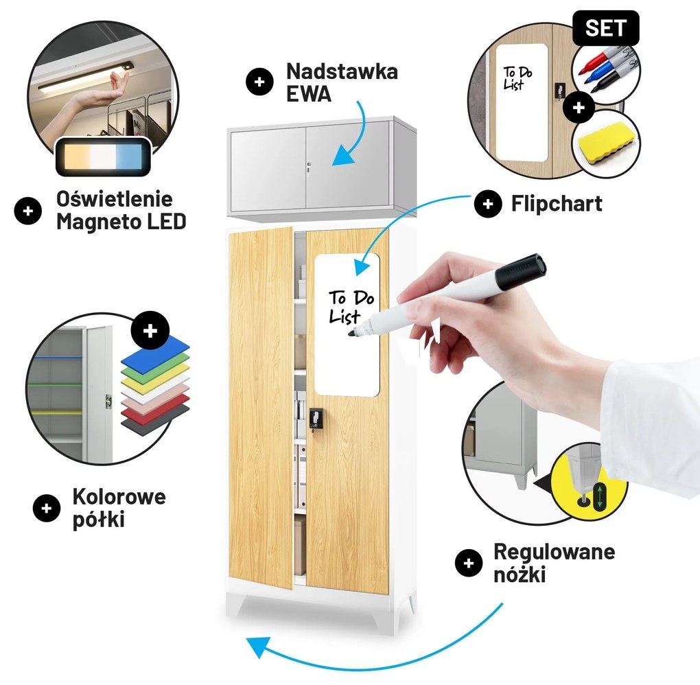 Szafa na dokumenty biała/złoty dąb: Eco Design JAN H