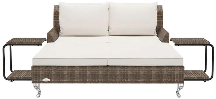 Brązowe rattanowe łózko na taras A8-B57