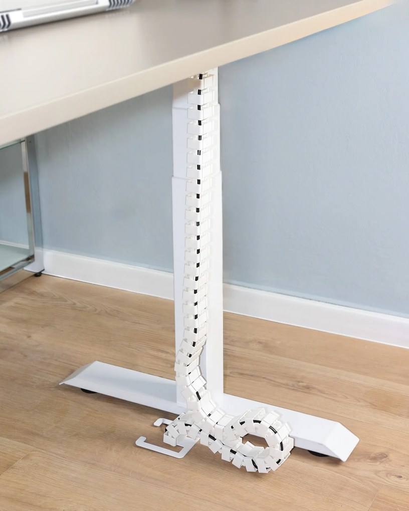 Biurko do pracy z regulacją wysokości Fighter Single Desk beżowy/biały 140x70 cm