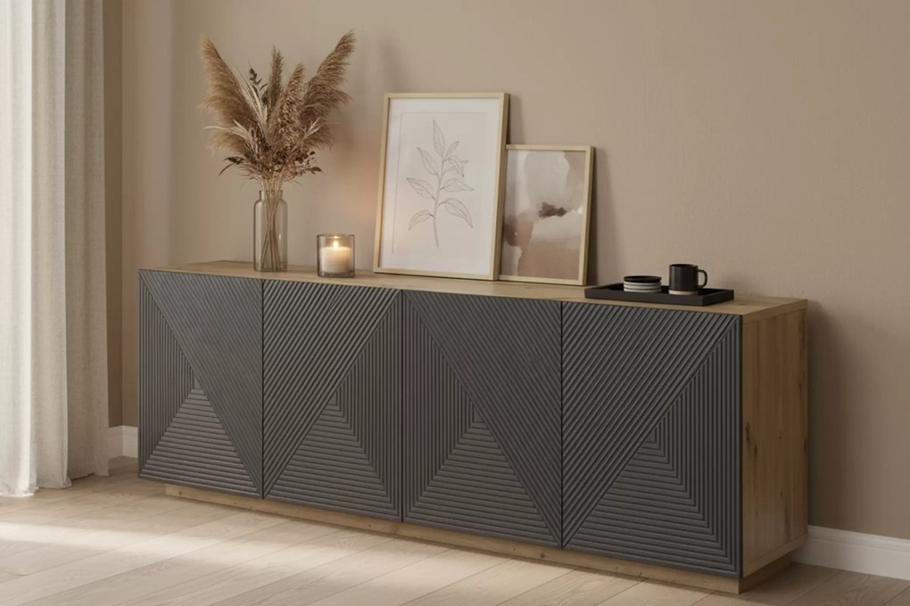 Komoda czterodrzwiowa Asha 200 cm - artisan / rivier stone mat