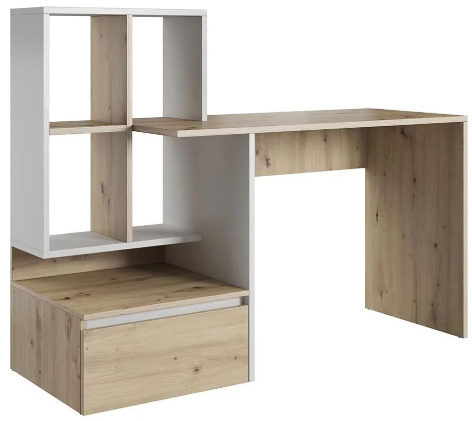 Biurko z półką MARLO dąb artisan/biały