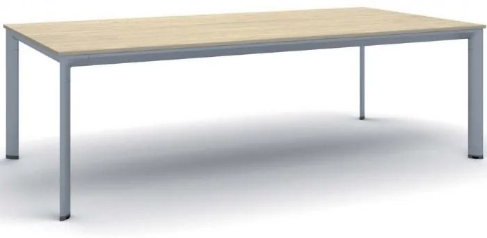 Stół konferencyjny do biura PRIMO INVITATION, 240x120 cm, szaro-srebrna podstawa, dąb naturalny