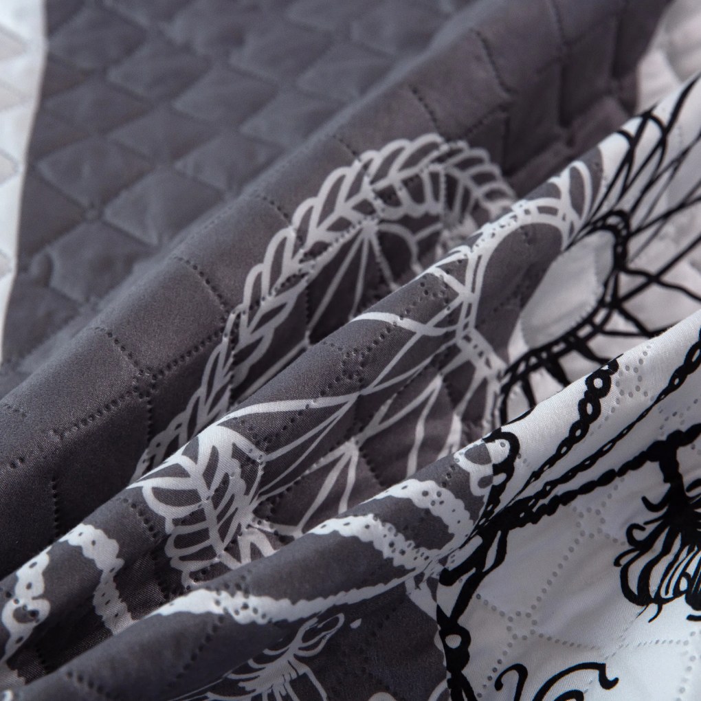 Narzuta na łóżko TIRSO szaro-biała Rozmiar: 220 x 240 cm