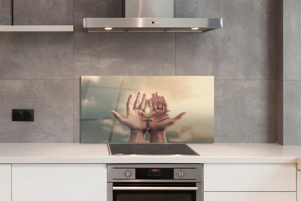 Szklany Panel Ręce Wzniesione ku Niebu