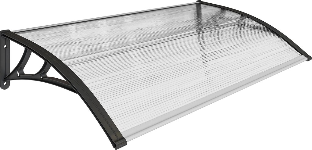 Outsunny Daszek nad drzwi/okno, odporny na warunki atmosferyczne, przezroczysty, aluminiowe pręty łączące/poliwęglan, 110 x 60 x 18 cm | Aosom PL