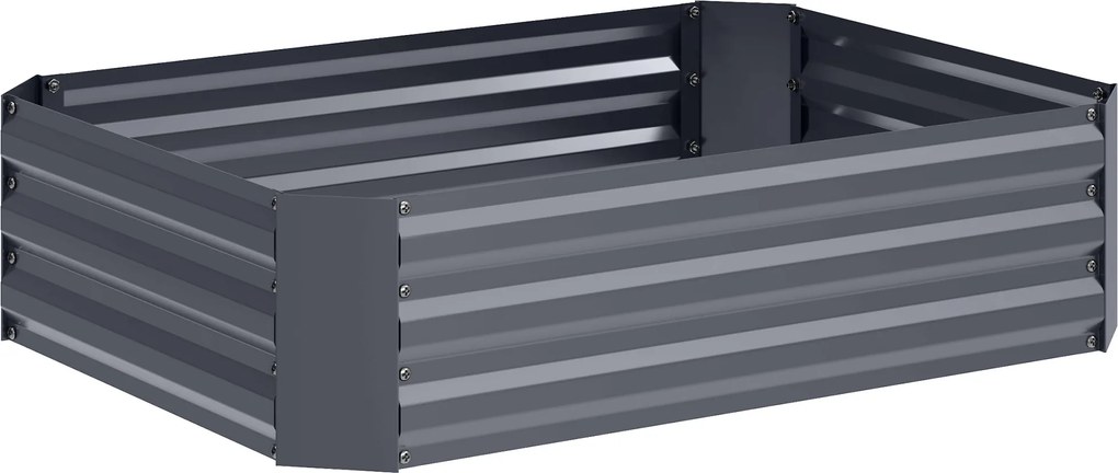 Outsunny Podwyższona grządka z ocynkowanej stali, Ogrodowa donica, Skrzyniopojemnik 120 x 90 x 30 cm, Ciemnoszary