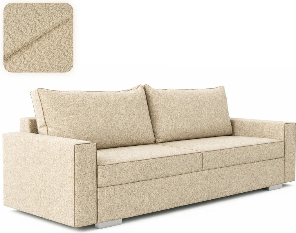 Sofa z Funkcją Spania DRAVOS Beżowa Boucle Nowoczesna