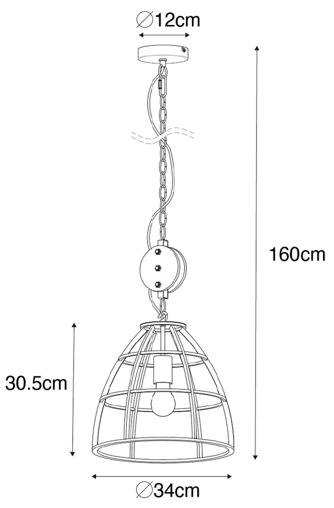 Industrialna lampa wisząca ciemnoszara z drewnem 34 cm - ArthurPrzemysłowy Oswietlenie wewnetrzne