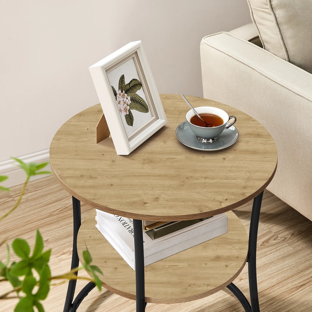 Stolik kawowy okrągły z półką - artisan - LET056B88