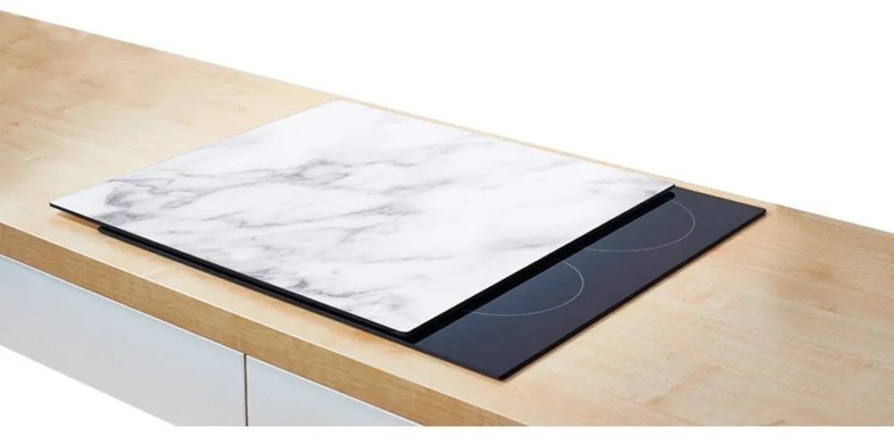 Szklana płyta ochronna MARBLE WHITE na kuchenkę – duża, ZELLER