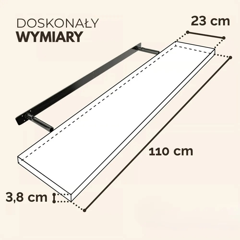 Półka ścienna FIGO + z konsolą, 110cm, czarna Casaria