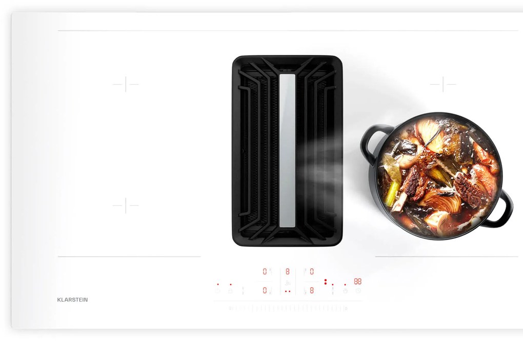 Klarstein AirJet 90cm 4 Strefy Gotowania Płyta Indukcyjna z Okapem Biały