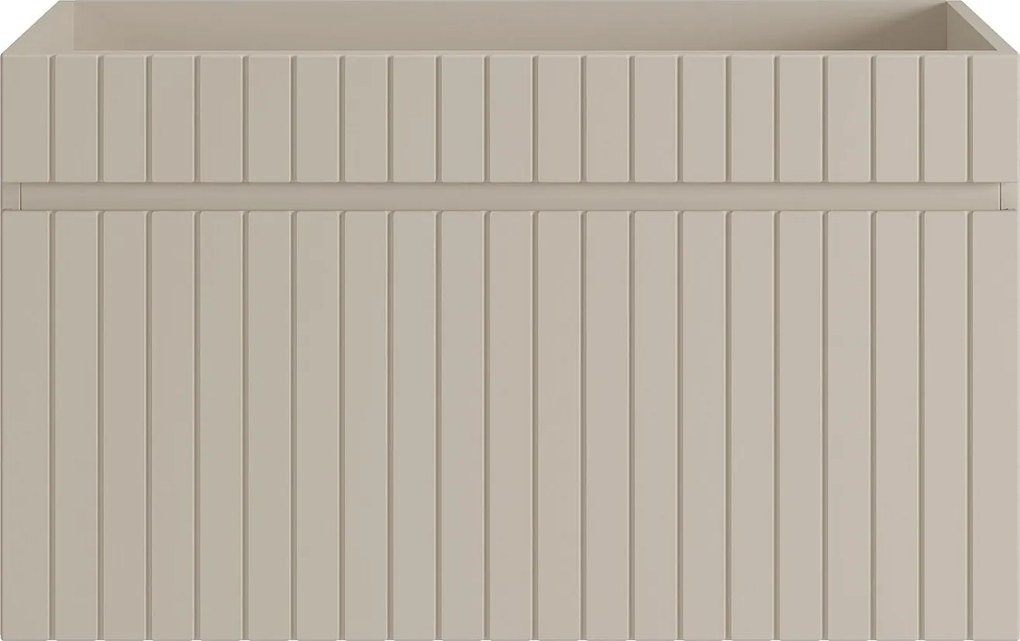 Wisząca szafka podumywalkowa prążkowana beżowa - 80 cm - SATARA