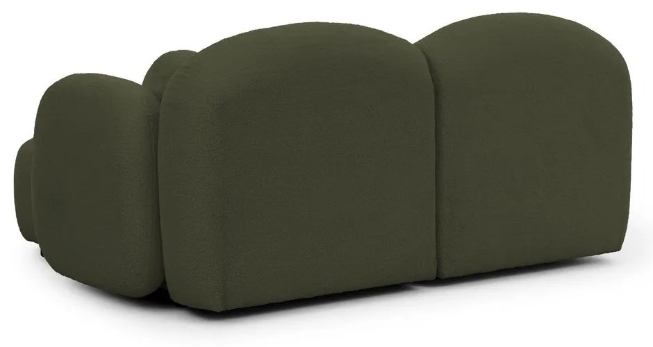 Zielony narożnik z materiału bouclé (prawostronny/z szezlongiem) Orbit – Ropez