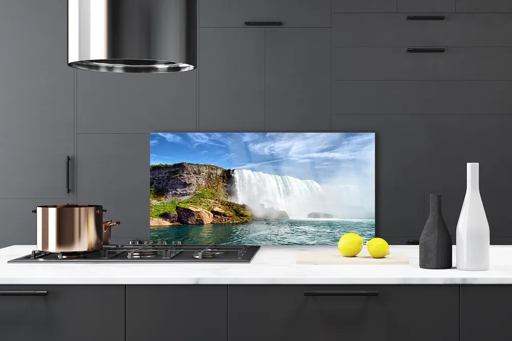 Szkło do Kuchni na Ścianę Kaskada Wody nad Oceanem