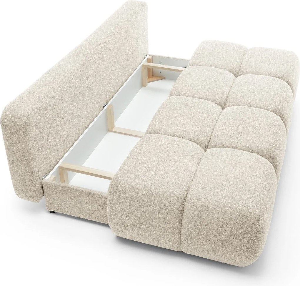 Masseno Sofa CORSO z funkcją spania i pojemnikiem na pościel, Rozkładana sofa - Beżowy, NOW OR NEVER 03