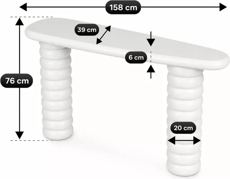 Konsola do przedpokoju Salwador biała MDF 158 cm nowoczesna japandi minimalistyczna wąska elegancka do przedpokoju soft modern
