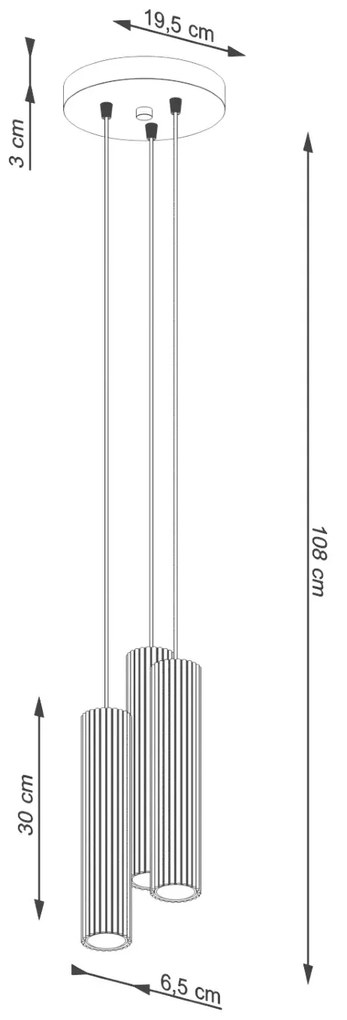 Lampa wisząca KARBON 3P biała ryflowana SOLLUX  LIGHTING