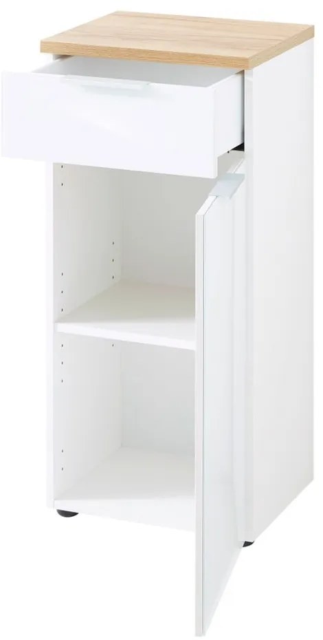 Biała niska szafka łazienkowa w dekorze dębu 39x86 cm Pescara – Germania