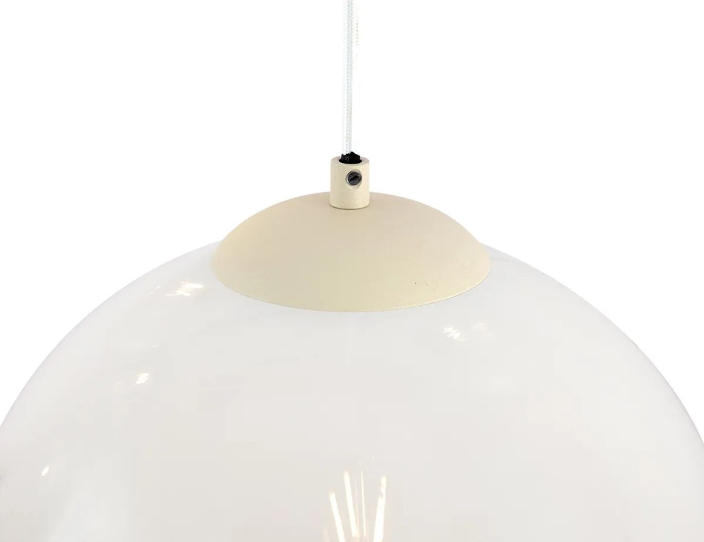 Lampa wisząca w stylu Art Deco beżowa z białym szkłem 7-źródłowa - Sandra ArtDeco Oswietlenie wewnetrzne