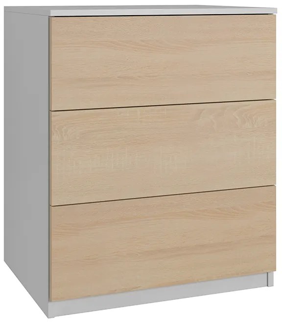 Komoda CLASSIC 3 szuflady – Dąb Sonoma/Biała | 60x80x50 cm