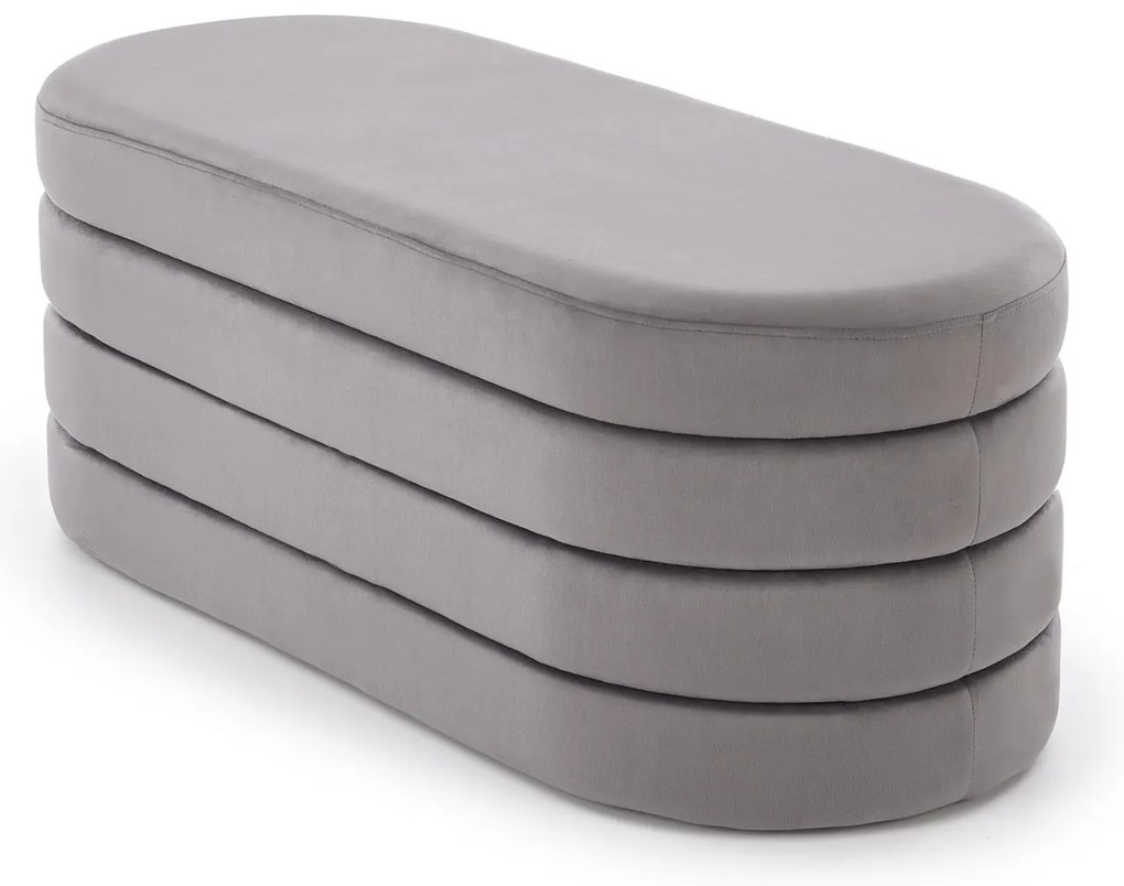 Ławka, pufa podwójna z funkcją pojemnika welur popiel CALPI 110/46/42 cm