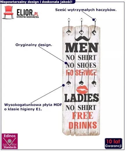 Wieszak ścienny z napisami S4-N33