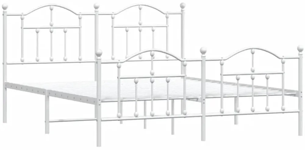 Białe metalowe łóżko małżeńskie 160x200 cm - Azos