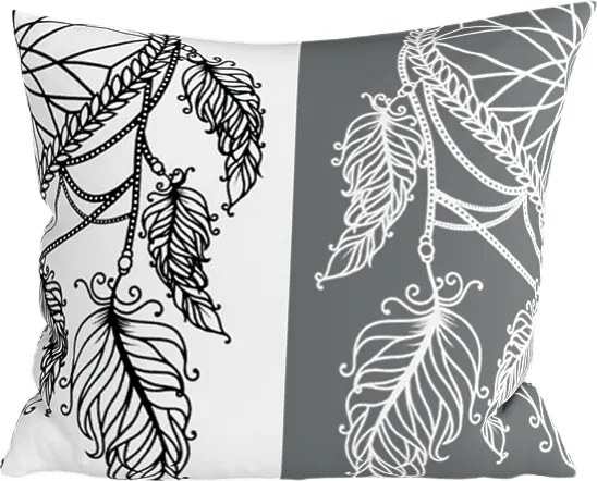 Bawełniana poszewka na poduszkę TIRSO POLY 45x45 cm, szaro-biała