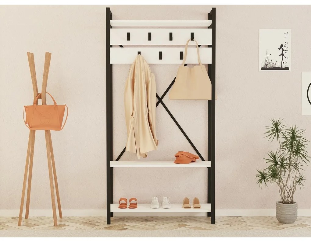 Wieszak z półką na buty Alfa White and Grey