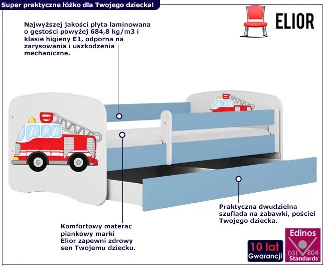 Łóżko dla chłopca z barierką Rostok 2X mix 70x140 - niebieskie