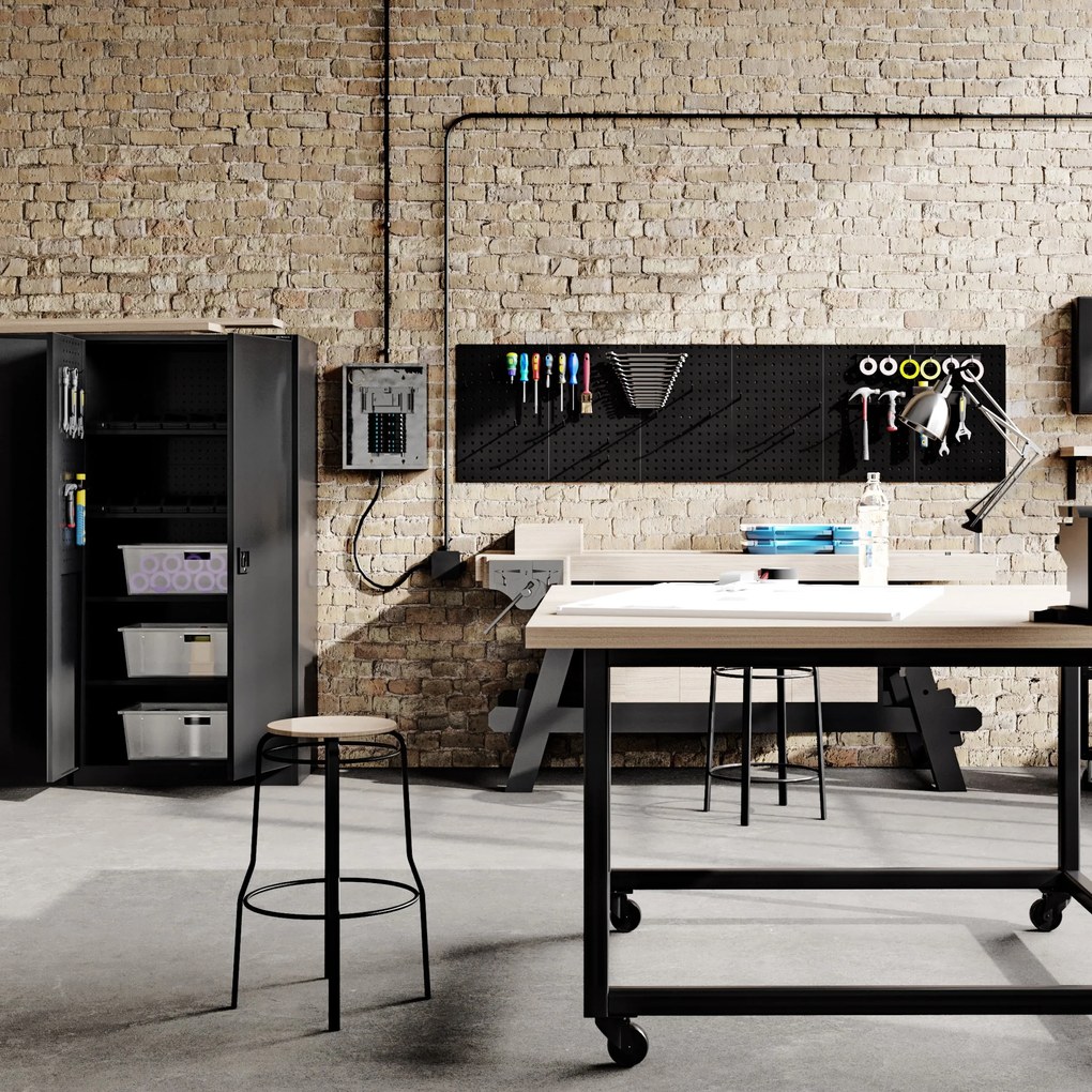 Tablica narzędziowa PAULA, 1200 x 600 x 10 mm, All Black: czarna