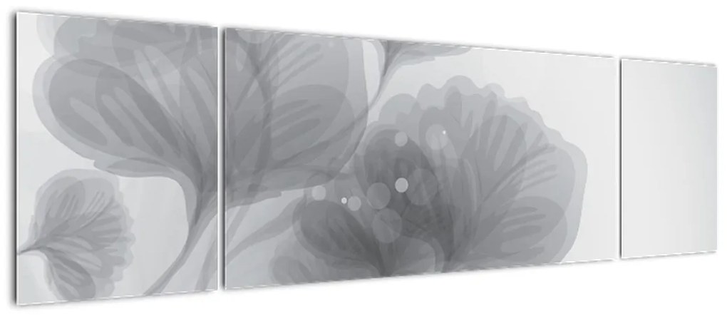 Obraz kwiatów w odcieniach szarości (170x50 cm)