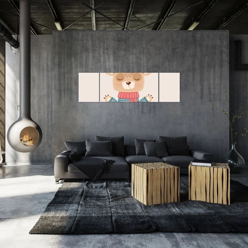 Obraz - Beżowy miś z koroną (170x50 cm)