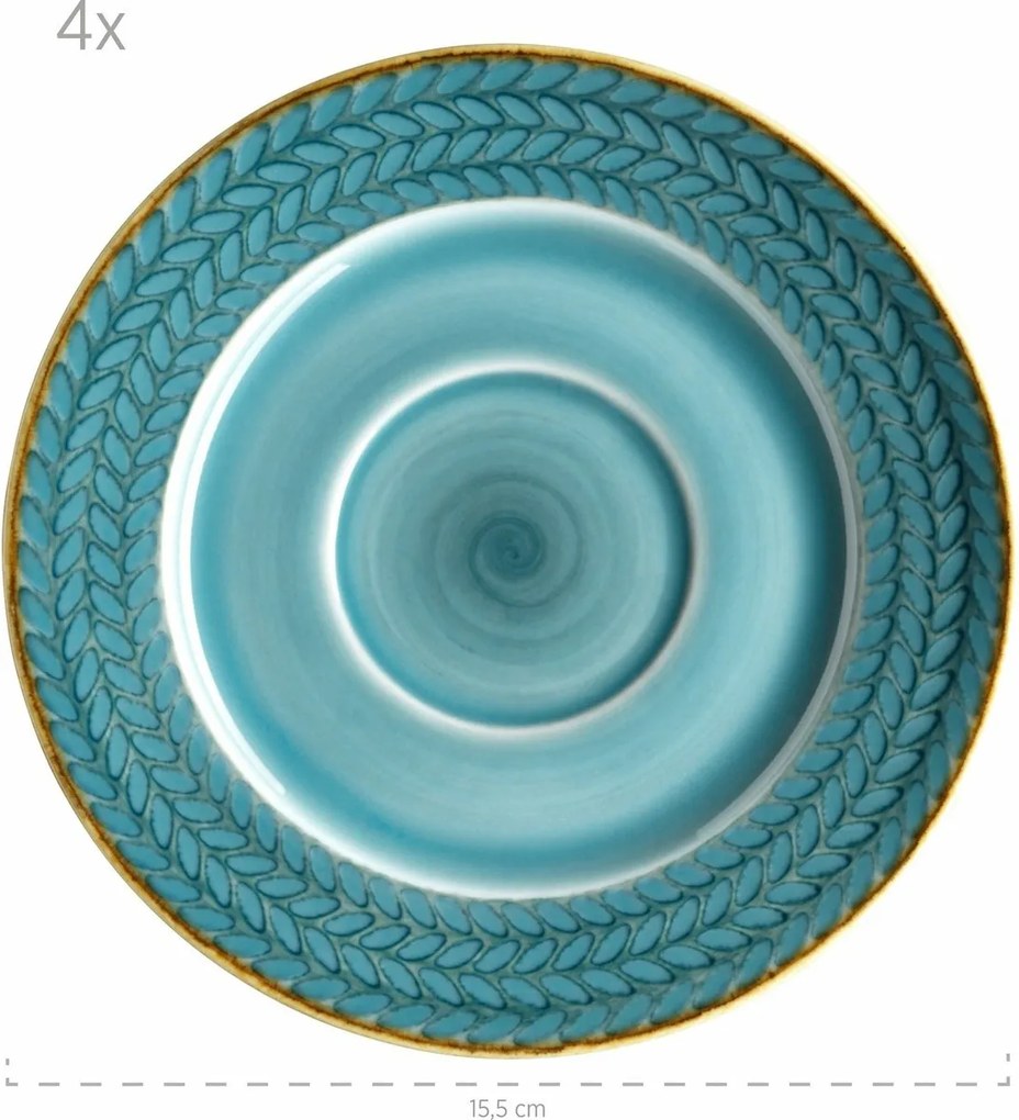 Mäser Zestaw płytkich i głębokich talerzy 8 szt. PROSPERO – turkusowy