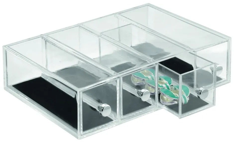 Przezroczysty organizer z 4 szufladami iDesign Clarity, wys. 25,5 cm