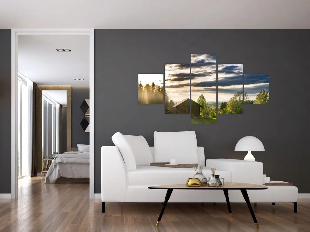 Obraz domku leśnego (125x70 cm)