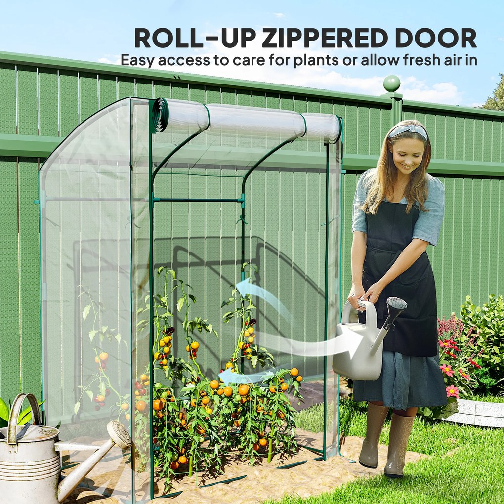 Outsunny Szklarnia z Drzwiami Łukowym Dachem Odporna na Zimę, Szklarnia Foliowa ze Stali 128 x 70 x 170 cm Przezroczysta